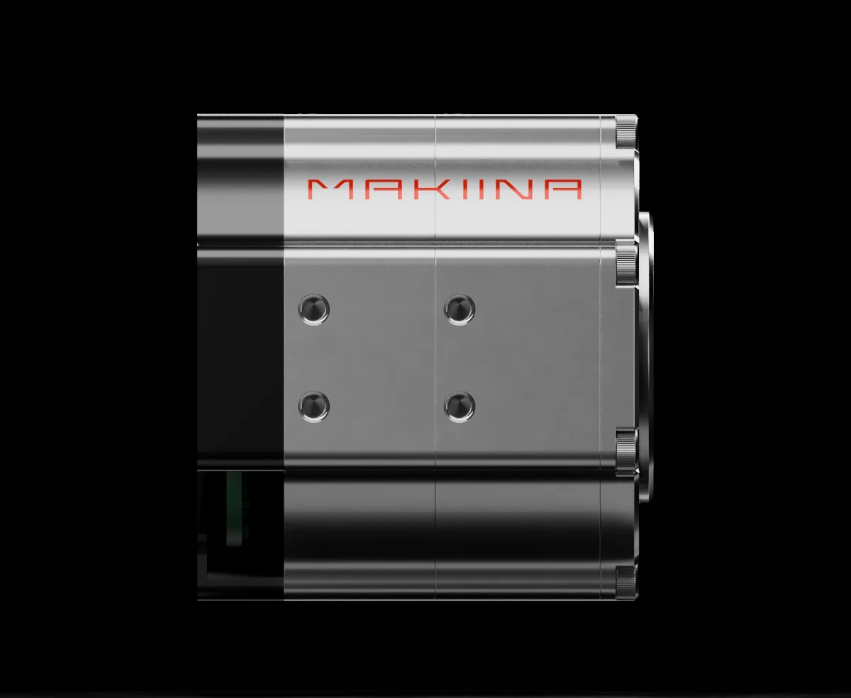 MAKIINA Medium Actuator side view, 50 mm robot joint actuator, 240 g